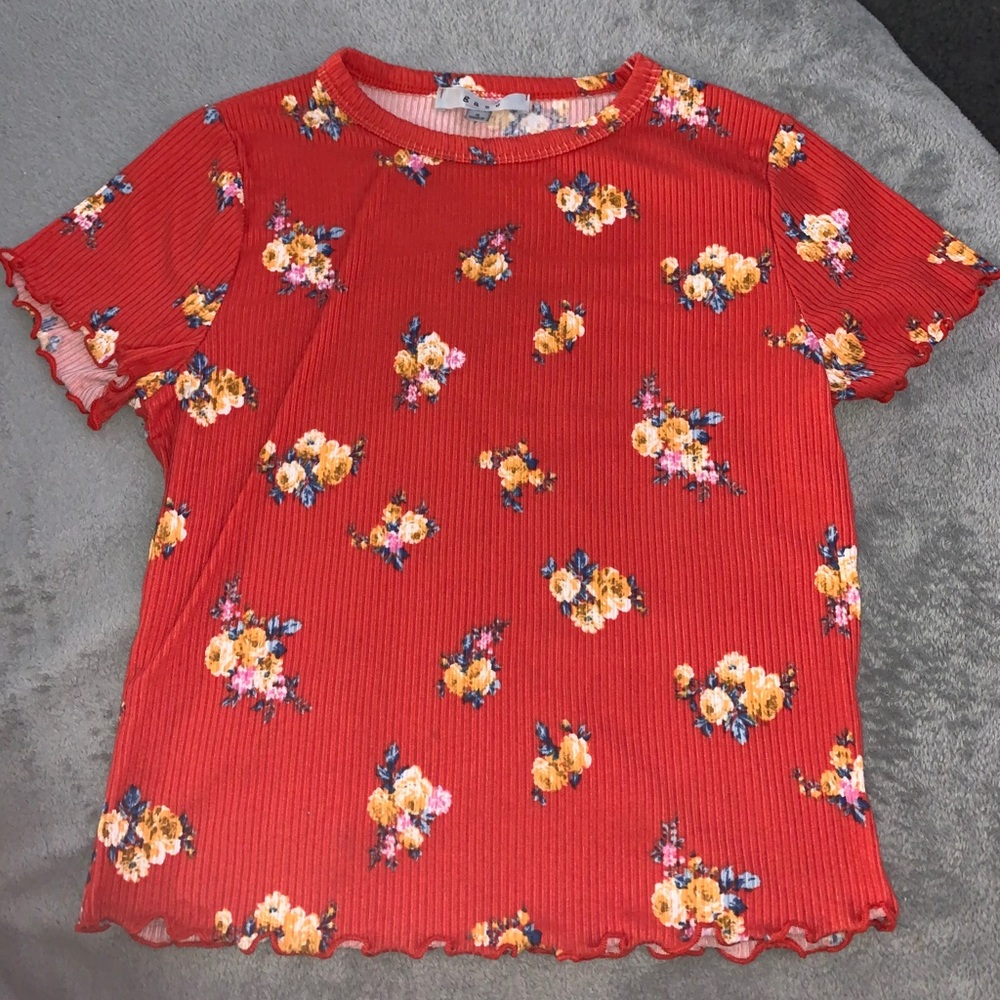 Red floral top